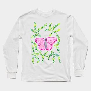 Watercolor Butterfly - Pink Long Sleeve T-Shirt